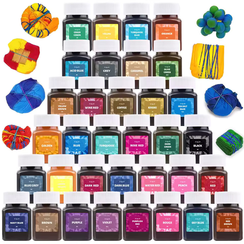 30/50ml 24 Colors Fabric Tie Dye Powder Old Clothing Refurbished Pigments Color Change Free For Cotton Nylon Clothes Tie Dyeing