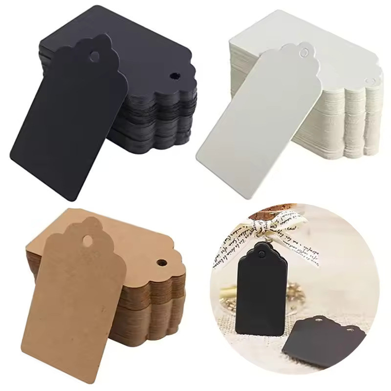 100pcs Kraft Paper Tags No Strings Handmade with Love Hang Tags Garment Tags for Candy/Gift/Cookies Display Packing Label Card
